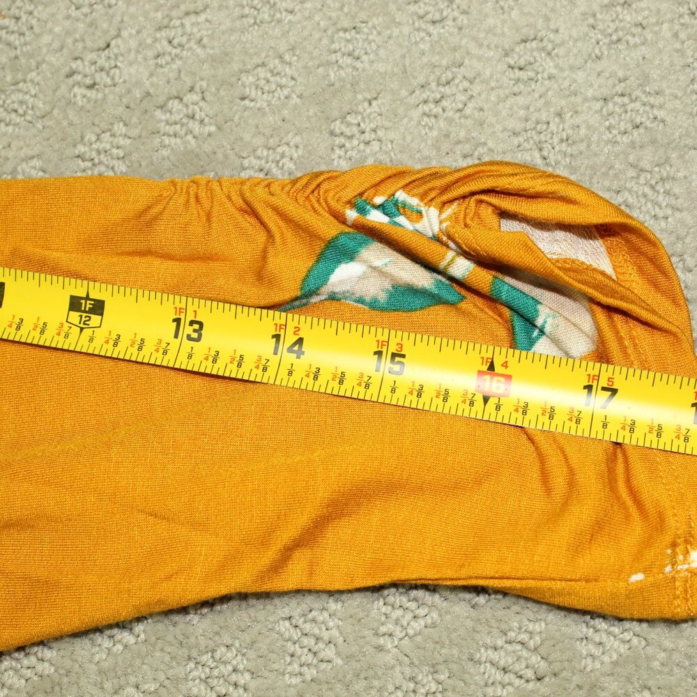 Croft & Barrow Size XL Mustard Yellow with Floral Print French Terry Rayon Blend - Picture 4 of 6